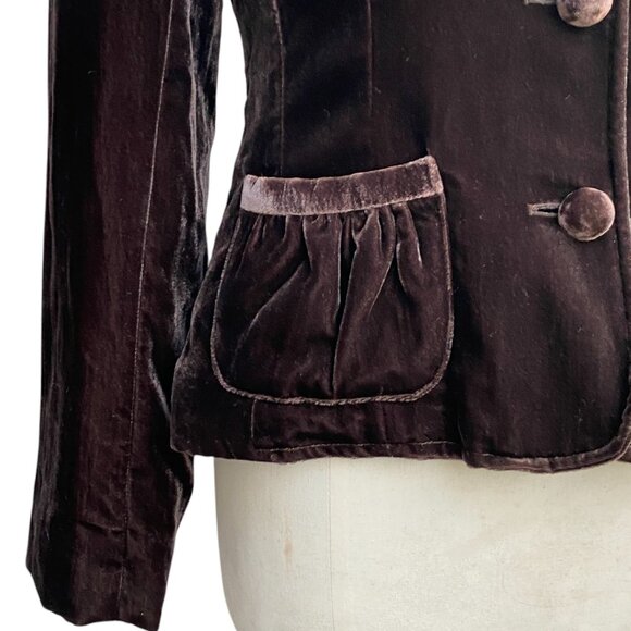 Y2K Velvet Tailored Blazer Brown Dark Academia Holiday Event Whimisigoth-8 - Picture 3 of 16